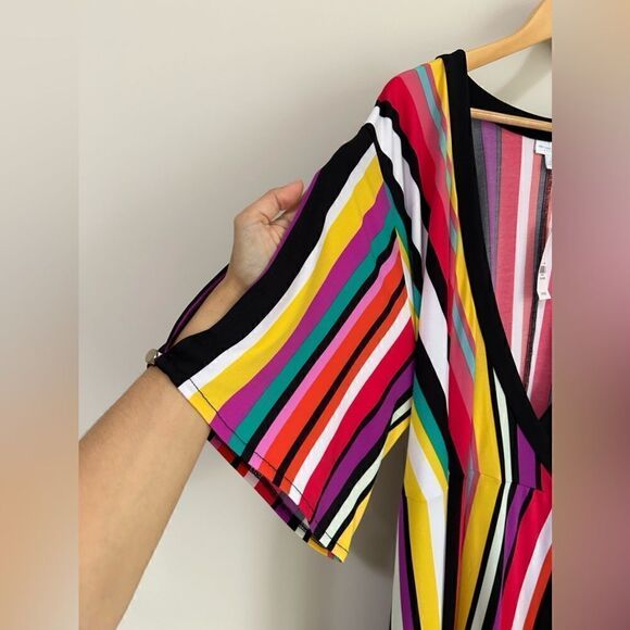 NWT New York & Company Multicolor Sheer Wrap Maxi Dress - Picture 8 of 13